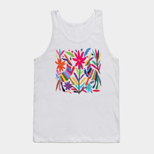 Mexican handmade embroidery fabric multicolor pattern otomí tenango maximalist decoration Tank Top